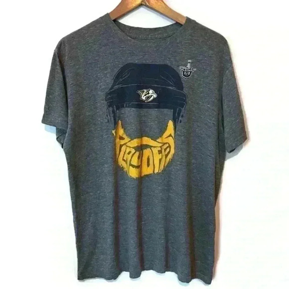 ✨HOST PICK✨Hockey Playoffs Stanley Cup 2017 Nashville Predators Grey Shirt Men L - Picture 1 of 8